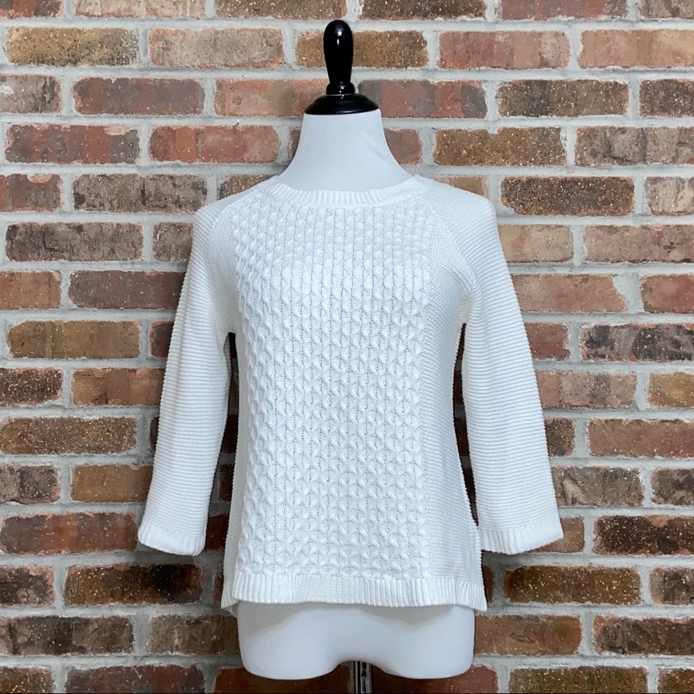 JACK by BB Dakota White Cable Knit Sweater- XS
